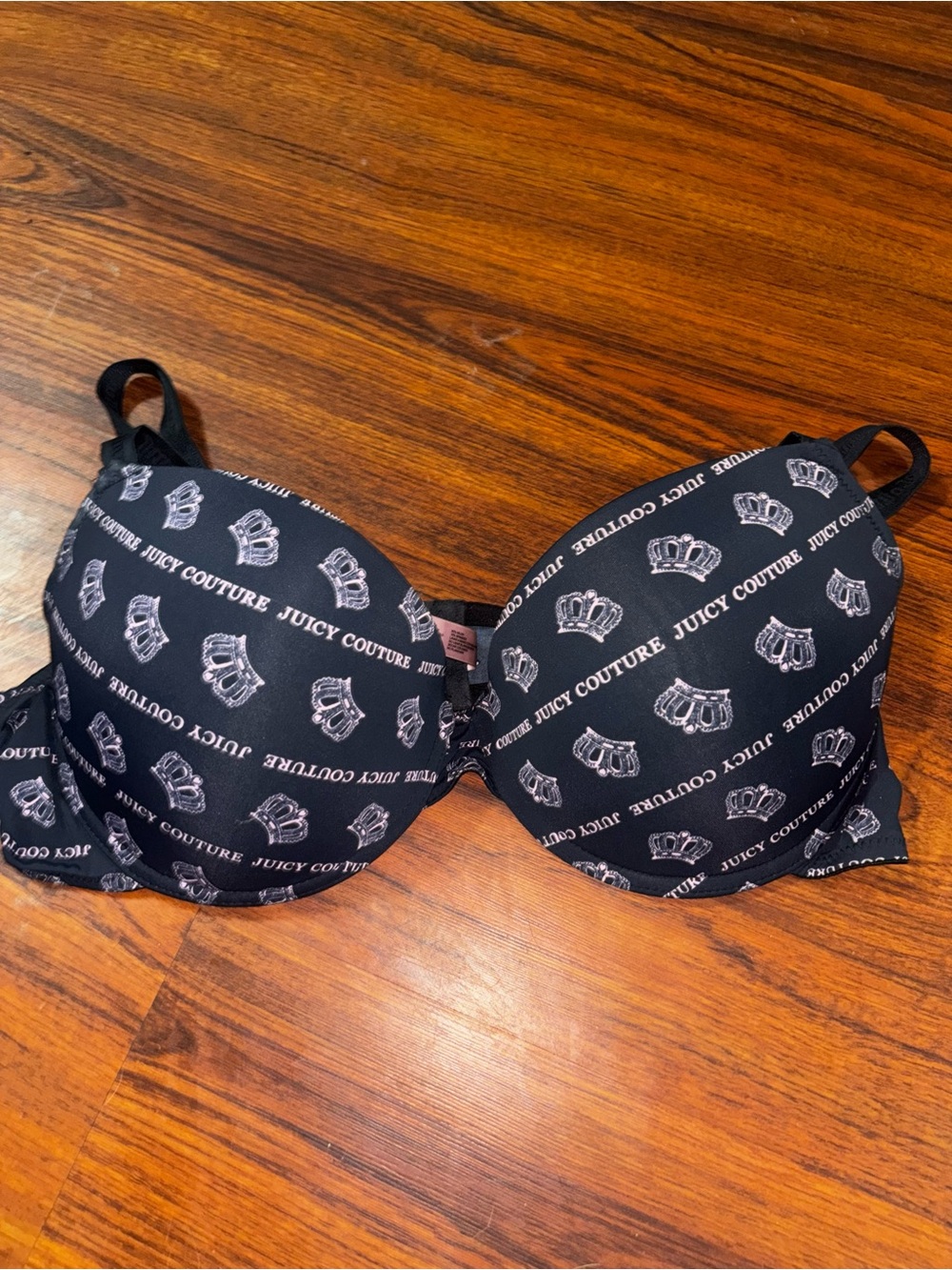 Juicy Couture Black Logo Crown Print Padded Bra